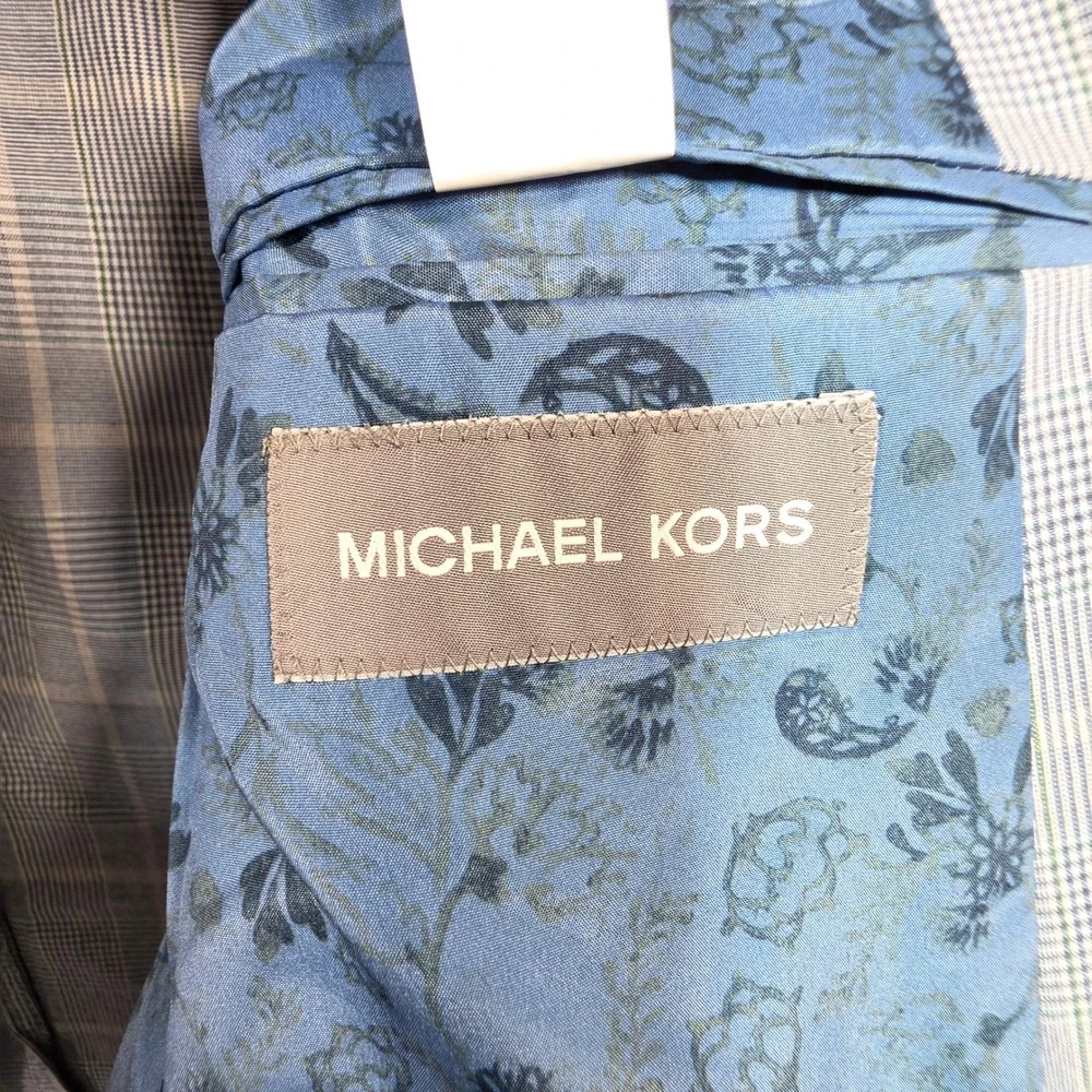 Michael Kors Blazer Men's 40R Blue Plaid Sport Coat Preppy Business Stretch